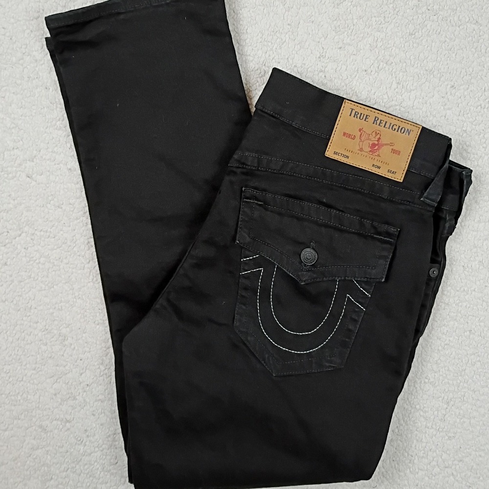 True‎ Religion Ricky Relaxed Straight Men 38X32 Shadow Black Flap Pocket Street